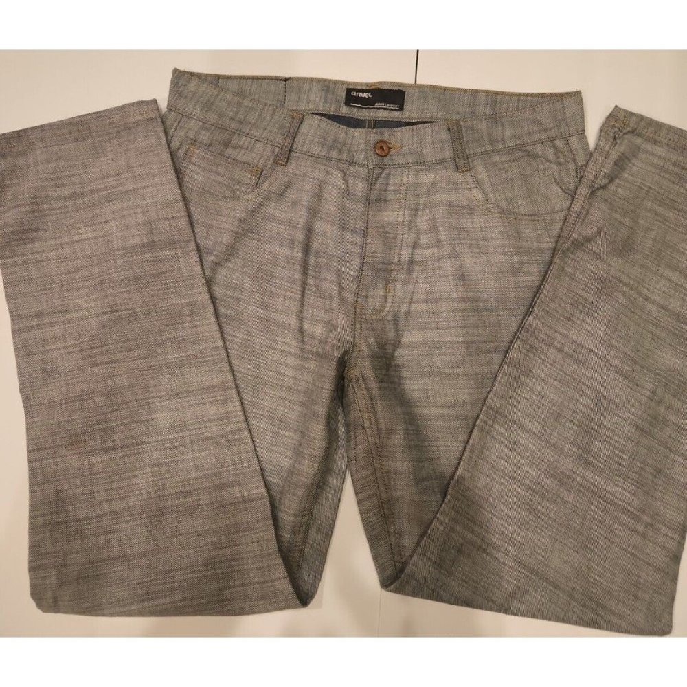 QRuel Men's Size 36x32 Straight Regular Modern Fit Gray Cotton Jeans